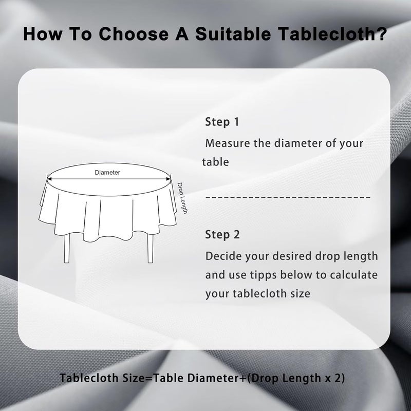 DWCN Silver Grey Round Tablecloth, Stain Protection, Washable Table Linen, Waterproof Tablecloth for Dining Room, Garden, Party, Weddings or Household - Image 5