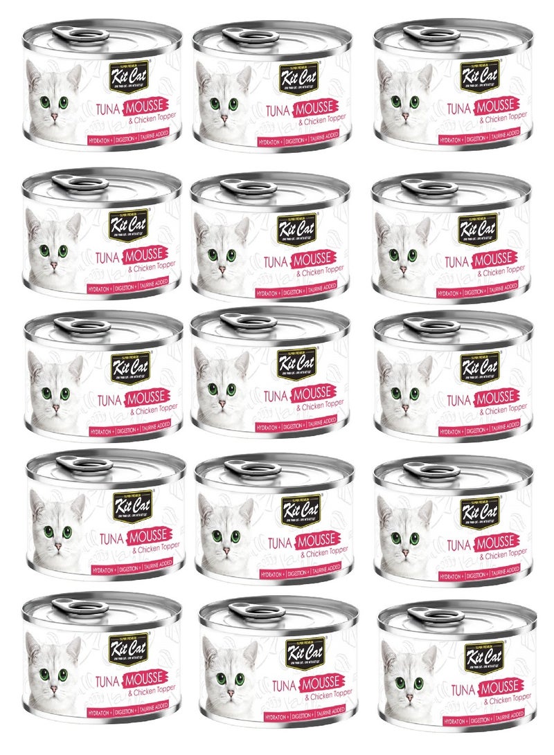 Kit Cat 15PC Kit Cat Tuna Mousse with Chicken Topper 80g - Image 1