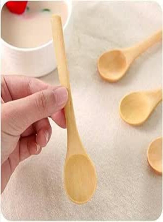 Wooden Spoons Set of 6 Bamboo Wooden Spoons for Honey and Spices Multi Use Healthy Food Grade for Kids and Adults