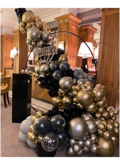 Rokigo Black Gold Balloons 2024 Garland Kit, 100Pcs Metallic Chrome and Gold Confetti Balloons Arch with Balloon Tape for Wedding, Birthday, Special Events Party Decoration  - Image 4