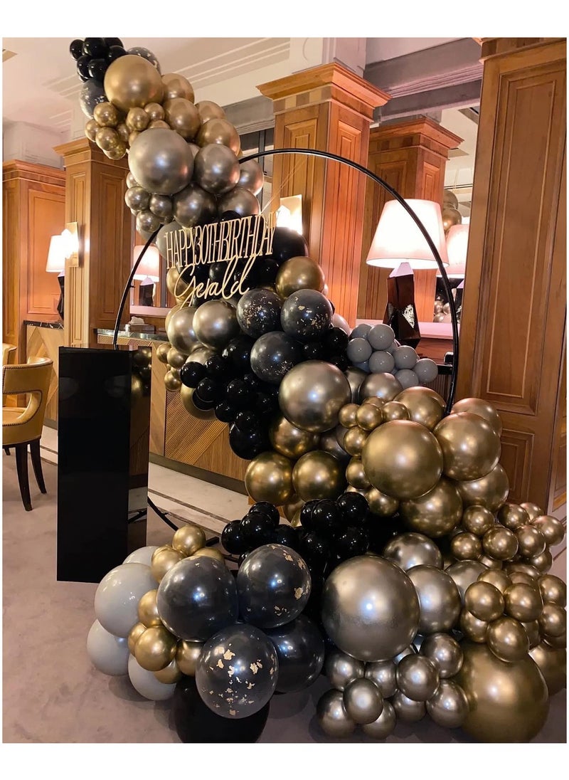 Rokigo - Black Gold Balloons 2024 Garland Kit, 100Pcs Metallic Chrome and Gold Confetti Balloons Arch with Balloon Tape for Wedding, Birthday, Special Events Party Decoration - Image 1
