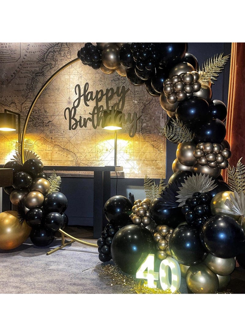 Rokigo - Black Gold Balloons 2024 Garland Kit, 100Pcs Metallic Chrome and Gold Confetti Balloons Arch with Balloon Tape for Wedding, Birthday, Special Events Party Decoration - Image 1