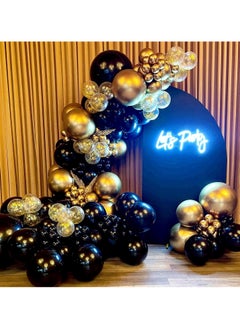 Rokigo Black Gold Balloons 2024 Garland Kit, 100Pcs Metallic Chrome and Gold Confetti Balloons Arch with Balloon Tape for Wedding, Birthday, Special Events Party Decoration  - Image 3