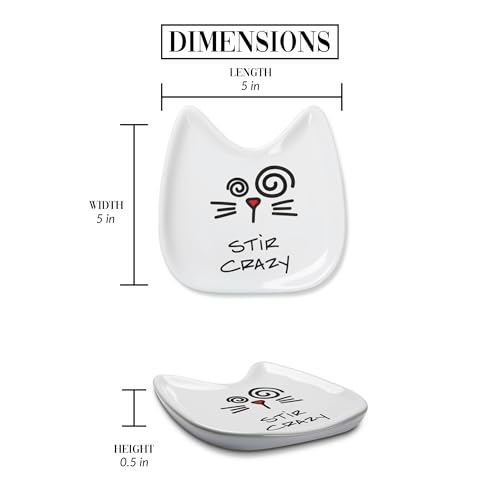 Pavilion Gift Company Blobby Cat, Cat Spoon Rest "Stir Crazy", 5", White - Image 3