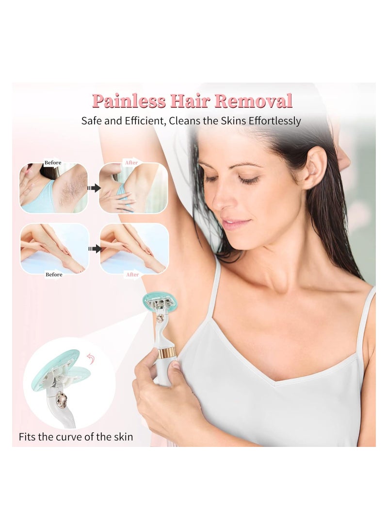 Zikra Electric Epilator for Women, 4 in 1 Flawless Hair Remover, Portable Wet & Dry  Professional Lady Shaver, Portable Trimmer, Rechargeable Painless Hair Removal Tool Razors Women Eyebrow Nose Face Leg - Image 3