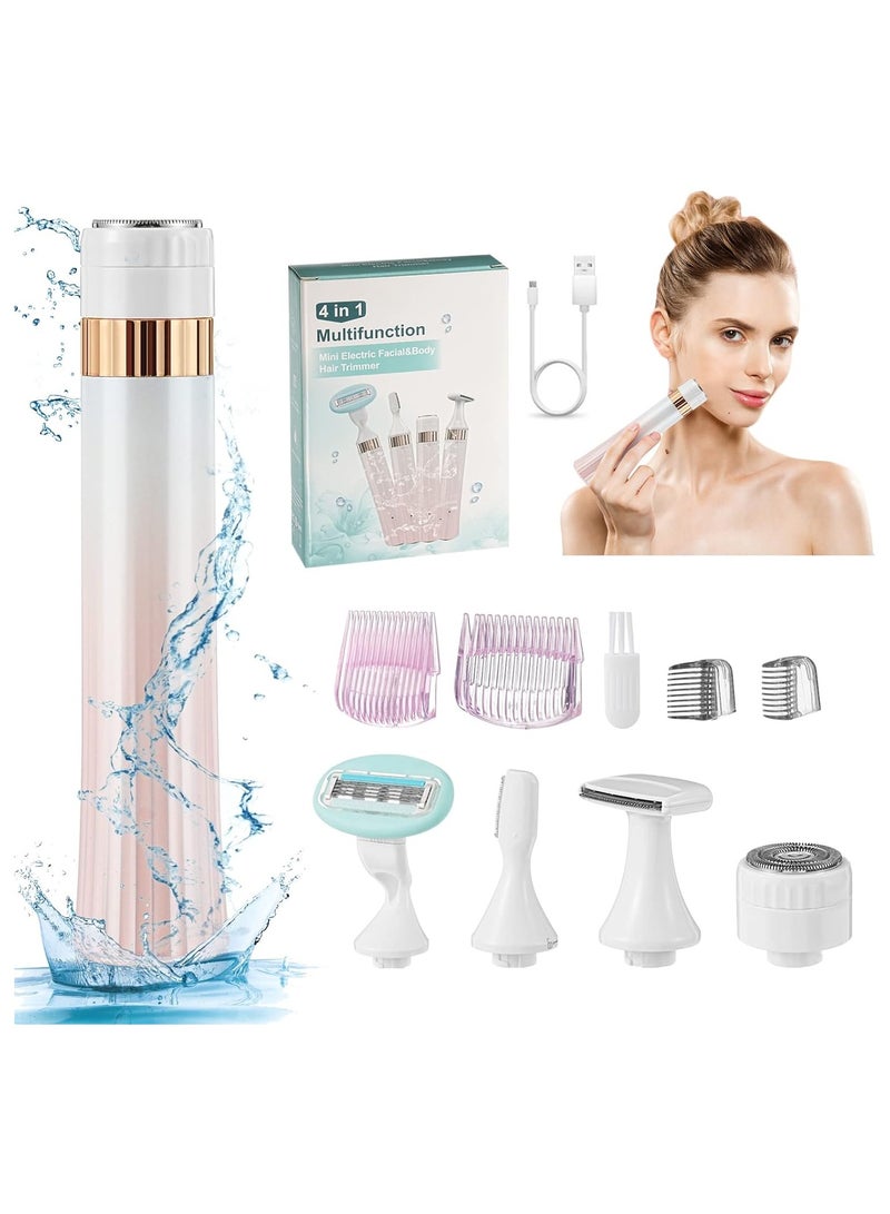 Zikra Electric Epilator for Women, 4 in 1 Flawless Hair Remover, Portable Wet & Dry  Professional Lady Shaver, Portable Trimmer, Rechargeable Painless Hair Removal Tool Razors Women Eyebrow Nose Face Leg - Image 1
