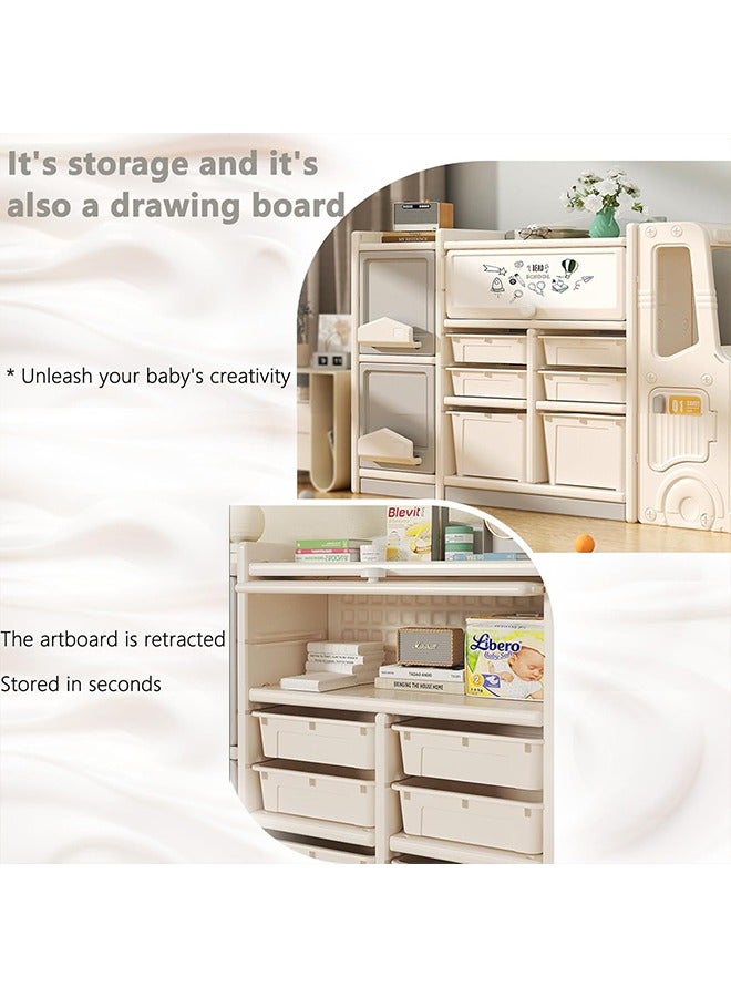 Beauenty Children's Toy Storage Organizer  Large Kids Toy Chests  Kids Storage Bins Toy Boxes  Car Children's Toy Storage Rack  Toy Box Organizer for Kids' Playroom (Car-A) - Image 4