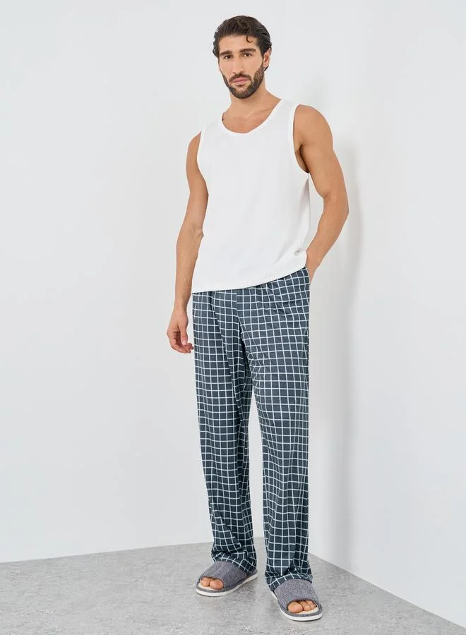 Styli Styli Charcoal Checkered Pyjama with Elastic Waist