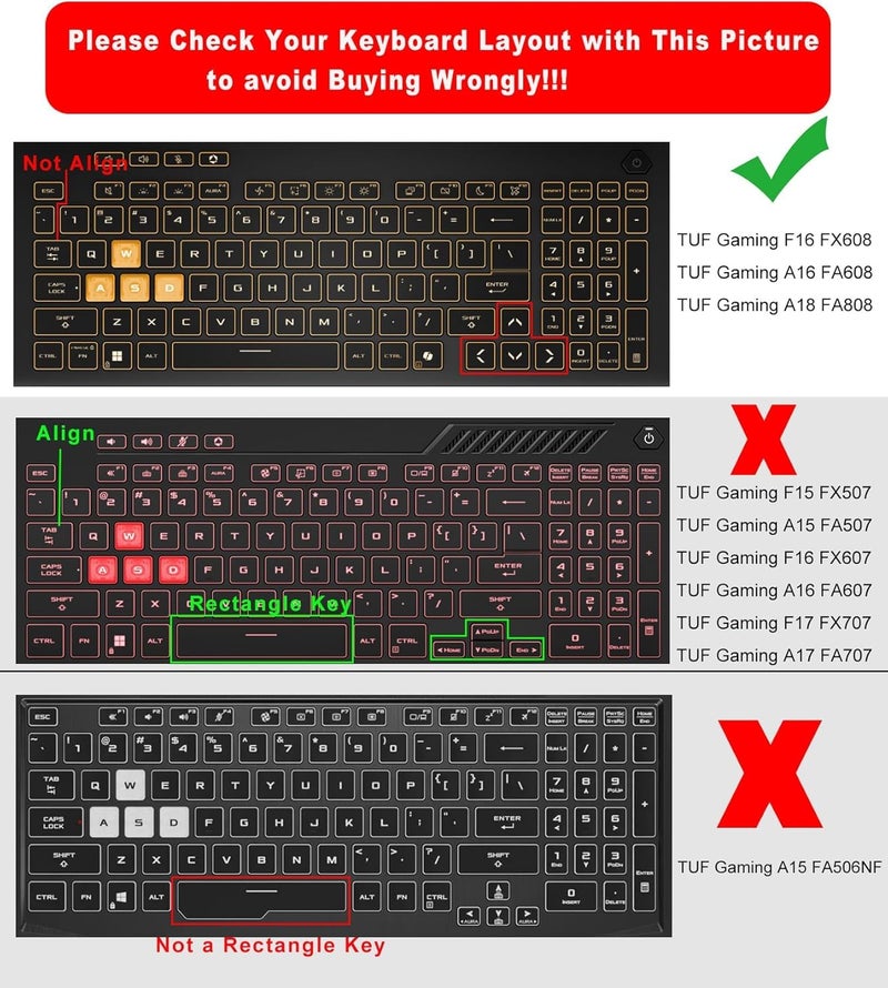 RAYA Premium Keyboard Cover for 2025 ASUS TUF Gaming A16/F16 16inch Laptop. (Black Silicone) - Image 2