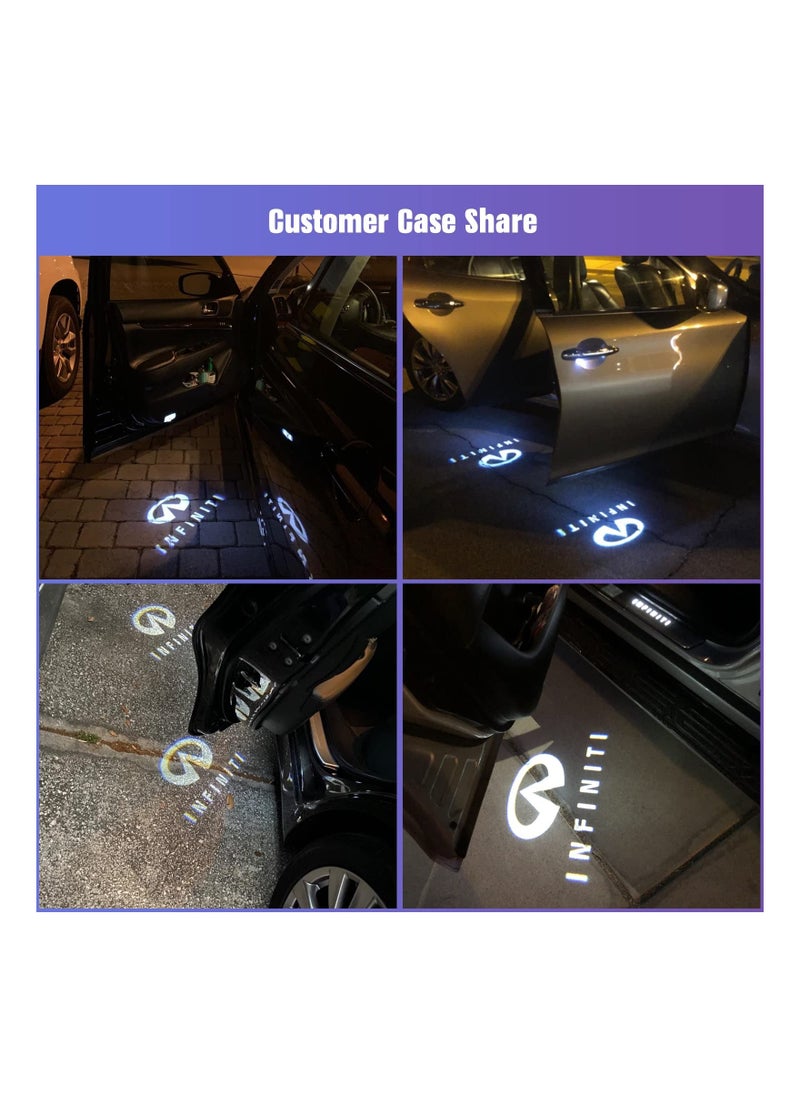 Y&D 2PCS Car Door LED Logo Light Replacement for Infiniti, 3D Ghost Shadow Puddle Lights Never Fade Q50 Q60 Q70 G25 G37 QX50/56/60/70/80 M25/35/37/45/56 FX35/37/45/50 EX25/35/37  - Image 2