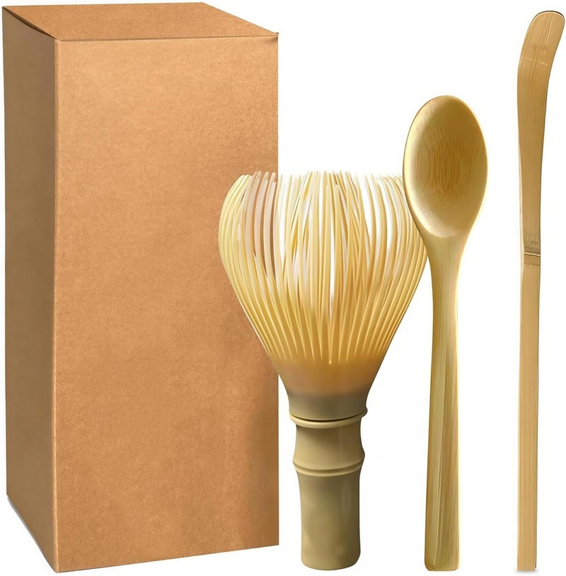 OUGETHER Resin Matcha Whisk Chasen Brush Tools for Matcha Green Tea Powder Reusable Powder Whisk Prepare Japanese Matcha Tea (Yellow-Set) - Image 1