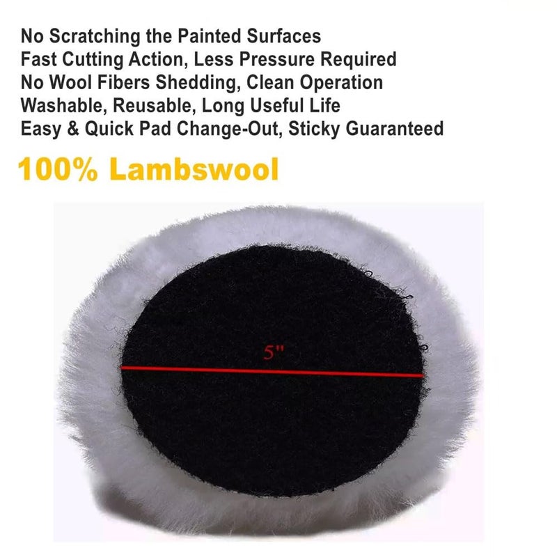 MLD MLD 5 Soft Wool Polishing Pad with Hook and Loop PWP106 5 inch Pack of 1  - Image 2