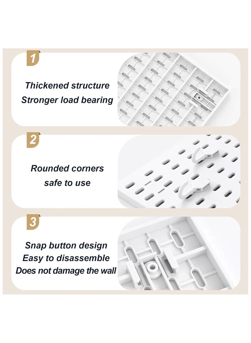 مجموعة مجموعة Pegboard للتركيب على الحائط من Pegboard لغرفة المعيشة وغرفة الألعاب، معلقة Pegboard لمنظم الحائط وحامل Pegboard للتنظيم (أبيض)  - Image 4