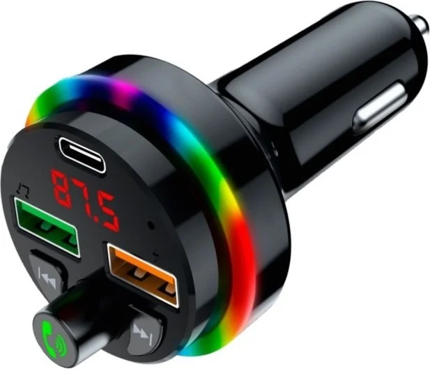 CONCORD Sft-1 Bluetooth Call and Music RGB FM Transmitter 25W Qc 3.0 Pd + 3.1A Dual USB Charger