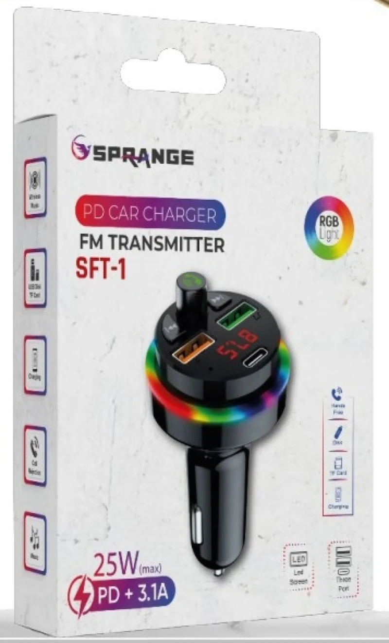 CONCORD Sft-1 Bluetooth Call and Music RGB FM Transmitter 25W Qc 3.0 Pd + 3.1A Dual USB Charger