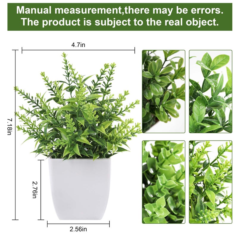 Der Rose 4 Pack Fake Plants Mini Artificial Greenery Potted Plants for Home Decor Indoor Office Table Room Farmhouse - Image 2