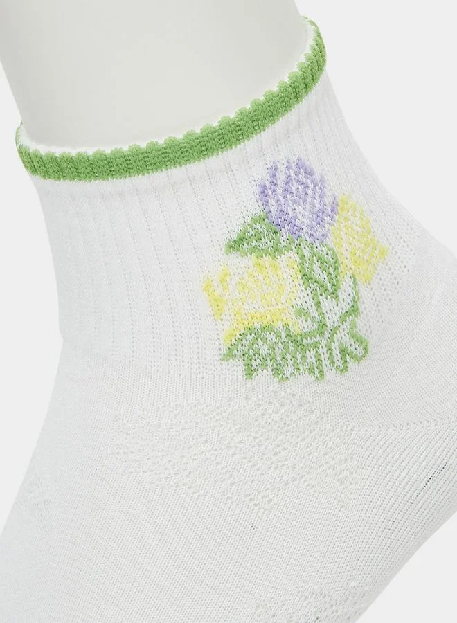Styli Set of 6 - Flower Pattern Ankle Socks