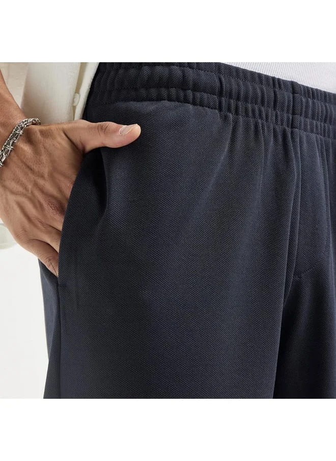 FAV Textured Regular Fit Pants with Flexi Waist and Pockets