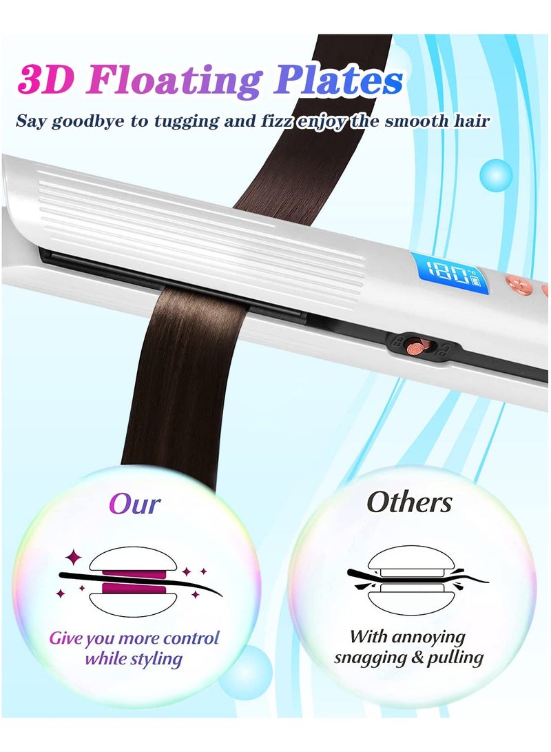 SYOSI Portable Hair Straightener, 5000mAh USB Rechargeable Hair Straightener Cordless Hair Straightener and Curler 2 in 1 with 8 Levels Adjustable Temperature & Non-Slip Ceramic Flat Iron (White) - Image 4