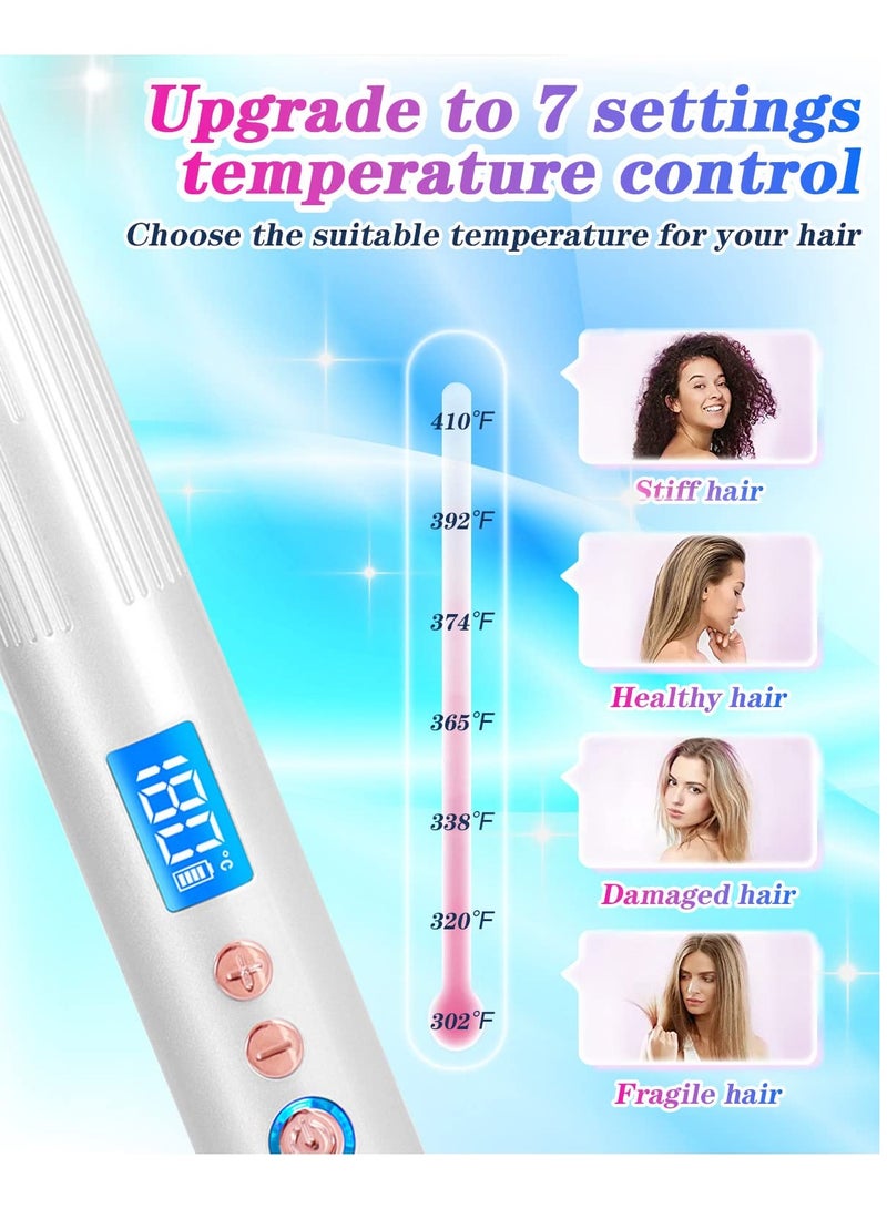 SYOSI Portable Hair Straightener, 5000mAh USB Rechargeable Hair Straightener Cordless Hair Straightener and Curler 2 in 1 with 8 Levels Adjustable Temperature & Non-Slip Ceramic Flat Iron (White) - Image 5