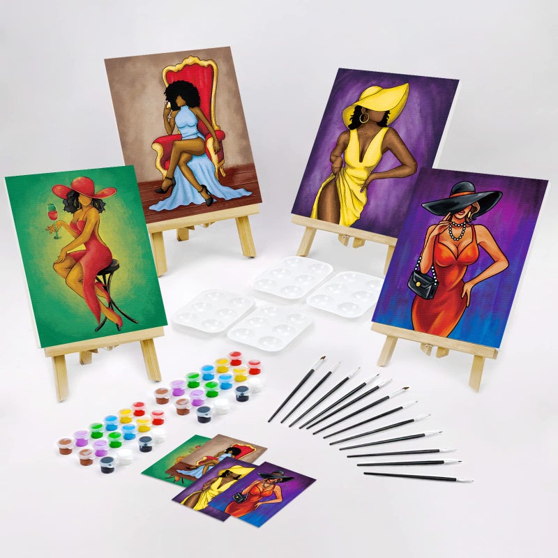 Nuberlic 4 Pack 8x10 Couple's Theme Pre Drawn Painting Canvas for Adults Date Night Sip and Paint Party Favor Valentine's Day Gift - Image 3