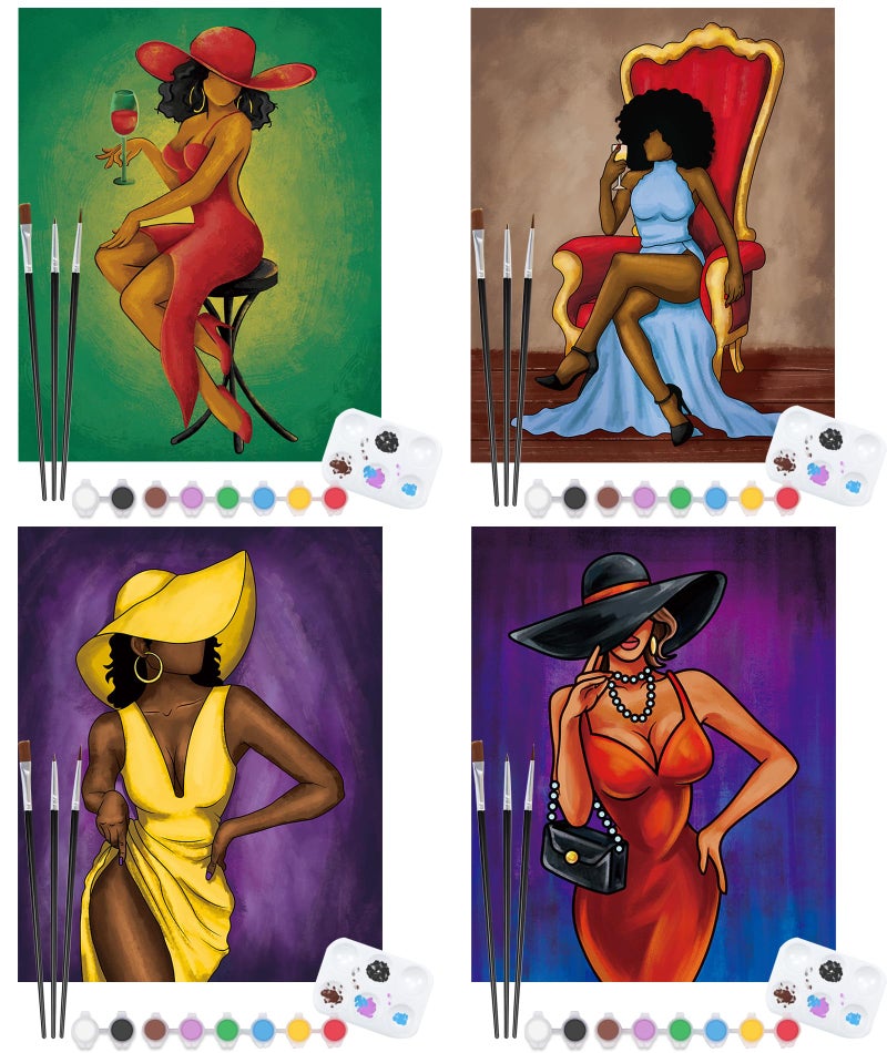 Nuberlic 4 Pack 8x10 Couple's Theme Pre Drawn Painting Canvas for Adults Date Night Sip and Paint Party Favor Valentine's Day Gift - Image 1