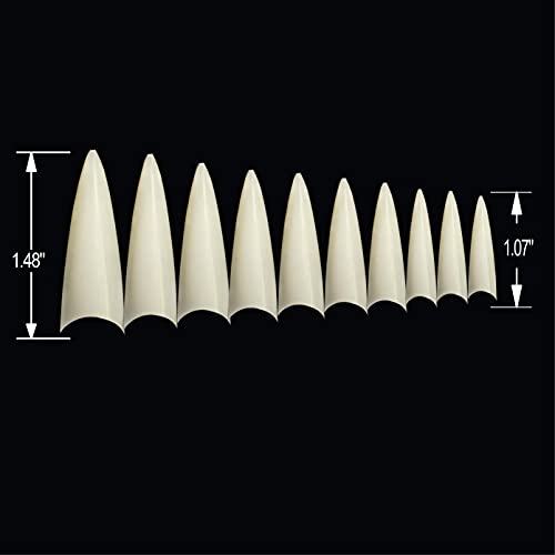 VIVACE Natural Long Stiletto 500pcs Artificial Fake Gel Nail Tips,10 Sizes 28510 For Nail Salon - Image 4