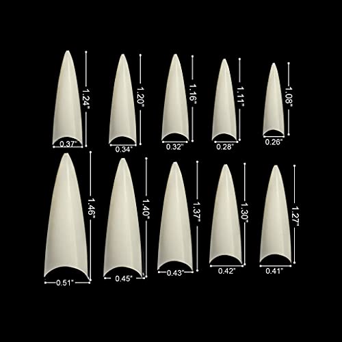 VIVACE Natural Long Stiletto 500pcs Artificial Fake Gel Nail Tips,10 Sizes 28510 For Nail Salon - Image 5