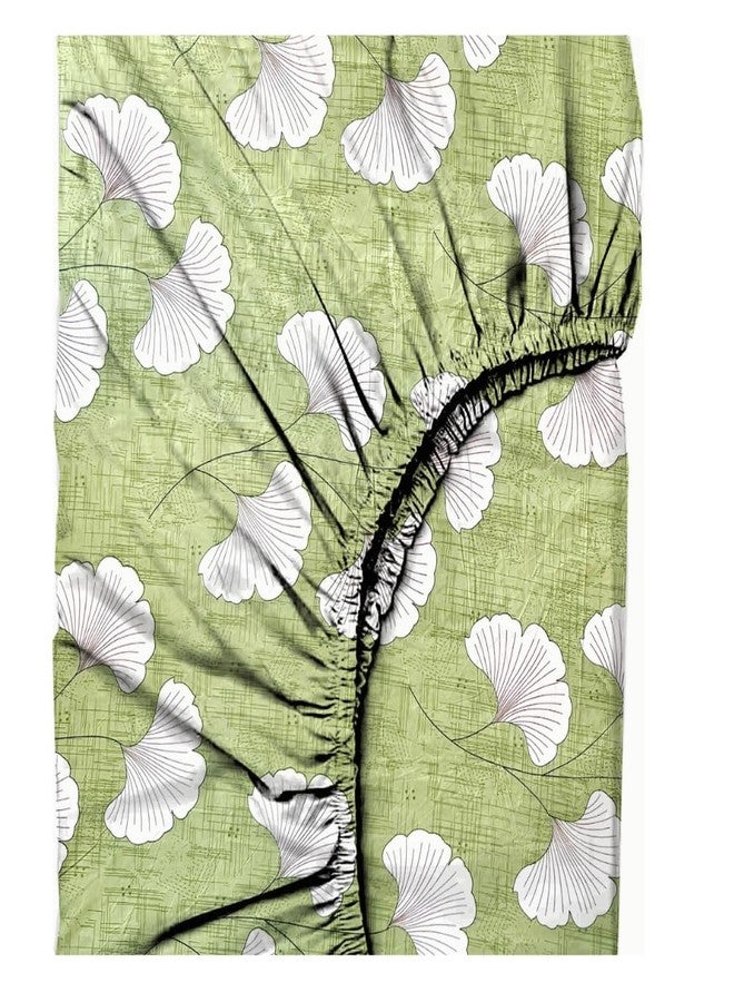 imsid Premium Cotton Elastic Fitted Bedsheets with 2 King Size Pillow Covers Double Bed with All Around Elastic Supersoft Size - 72 King Sizex78+10 inches (Green Flower) - Image 4