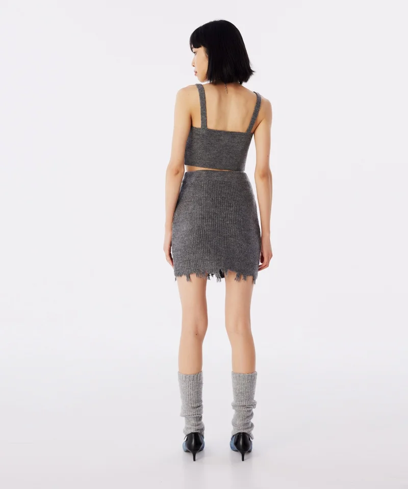 تويست Distressed Effect Knitwear Skirt