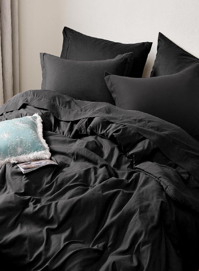 PHF PHF Ultra Soft Comforter Sets King-7 Pieces Bed in A Bag Comforter & Sheet Set-Comfy Cozy Bedding Set Include Comforter, Pillow Shams, Flat Sheet, Fitted Sheet and Pillowcase, Black  - Image 3