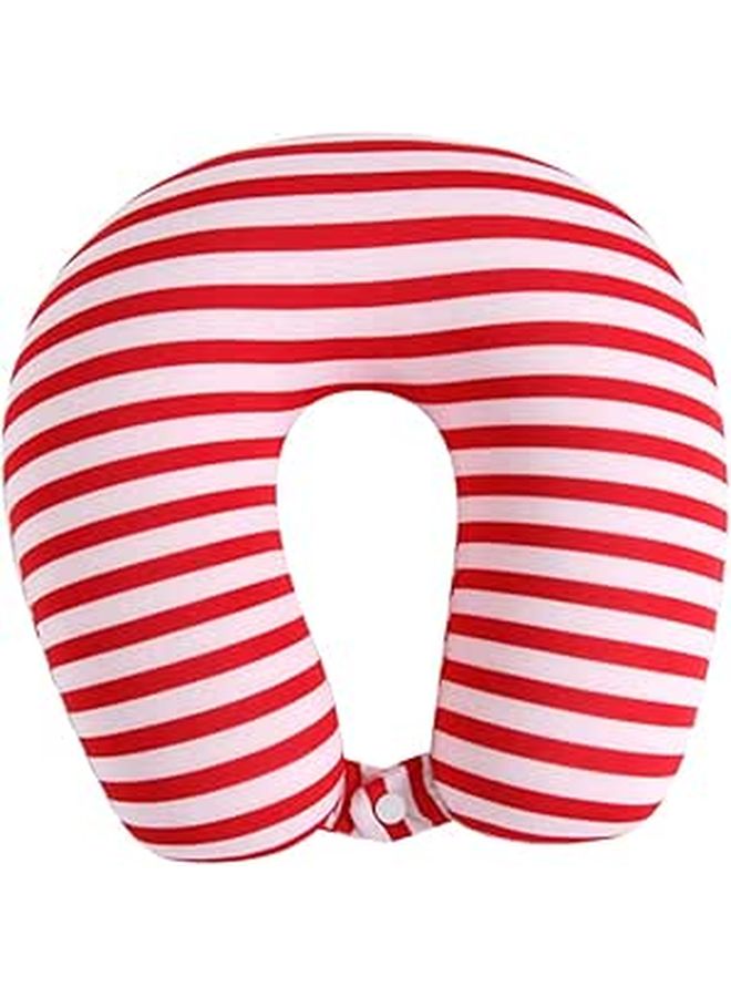 Flexible Striped Travel Neck Pillow Soft Supportive Airplane Office Comfort - Image 1