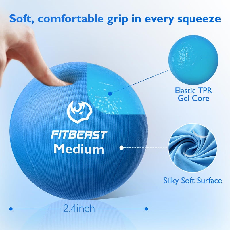 FitBeast Stress Balls for Adults, Squeeze Balls for Hand Therapy, 6-Pack Hand Therapy Balls, Tri-Density Hand Exercise Ball for Arthritis Relief, Physical Therapy (Gray, Sky, Black) - Image 4