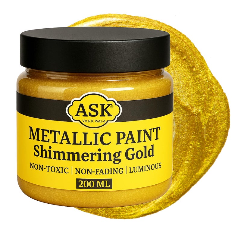 ASK VARK WALA Acrylic Paint Metallic Gold, Artist's Choice Acrylic Color - Non-Toxic, High-Pigment, Smooth Application, Bold Coverage - for Artists, Kids & Hobbyists - Image 1