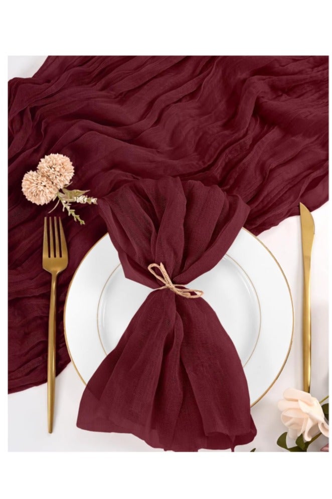 6-Piece Cloth Napkins,20 x 20 Inch Gauze Napkin Vintage Boho Cheesecloth Napkin Bulk For Party,Wedding,Reception,Bridal Shower Table Decorations,red - Image 1