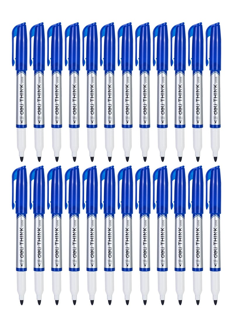 Deli 24-Piece Slim White Board Marker Round Tip Blue Ink  - Image 1