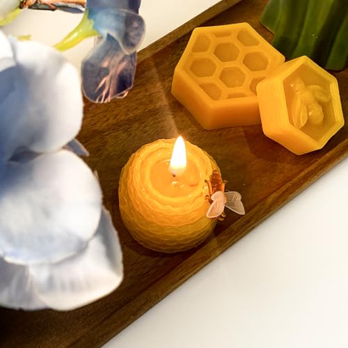 Lacaser Beeswax Candles Bulk Set of 12, Bee Candles with Little Bee Ornament Decors, Bee Themed Gift,Unscented&Smokeless &Dripless, Dia 1.77" x1.97" Each, Yellow - Image 3