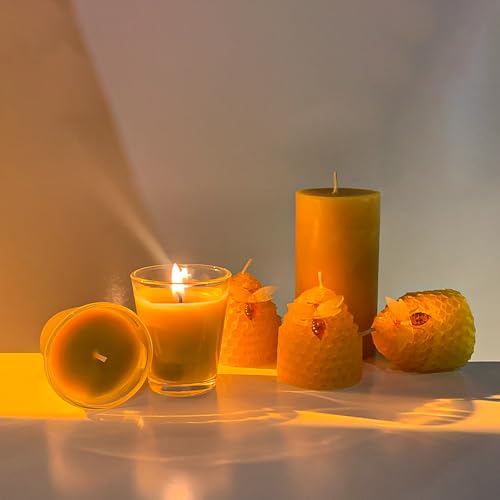 Lacaser Beeswax Candles Bulk Set of 12, Bee Candles with Little Bee Ornament Decors, Bee Themed Gift,Unscented&Smokeless &Dripless, Dia 1.77" x1.97" Each, Yellow - Image 5