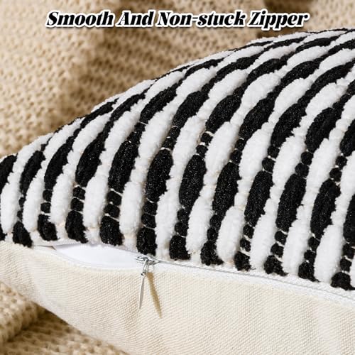 AmHoo Boho Chenille Pillow Cover Decorative Tufted Pillowcase for Couch Bed Sofa Bedroom Living Room Modern 18 x 18Inch Black - Image 3
