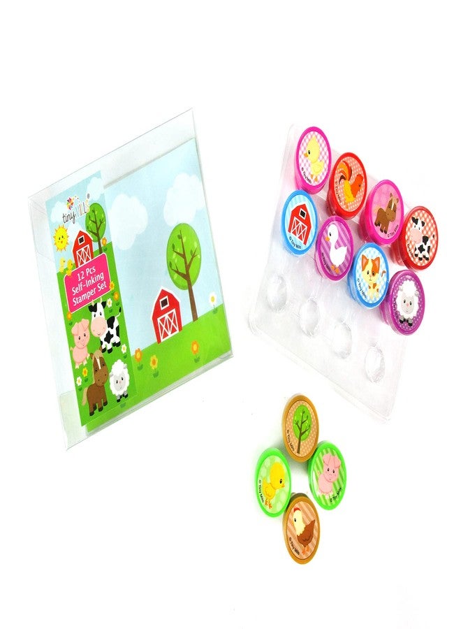 TINYMILLS 12 Pcs Farm Animals Stamp Kit for Kids - Farm Animals Barnyard Self Inking Stamps Gift Party Favors - Image 3