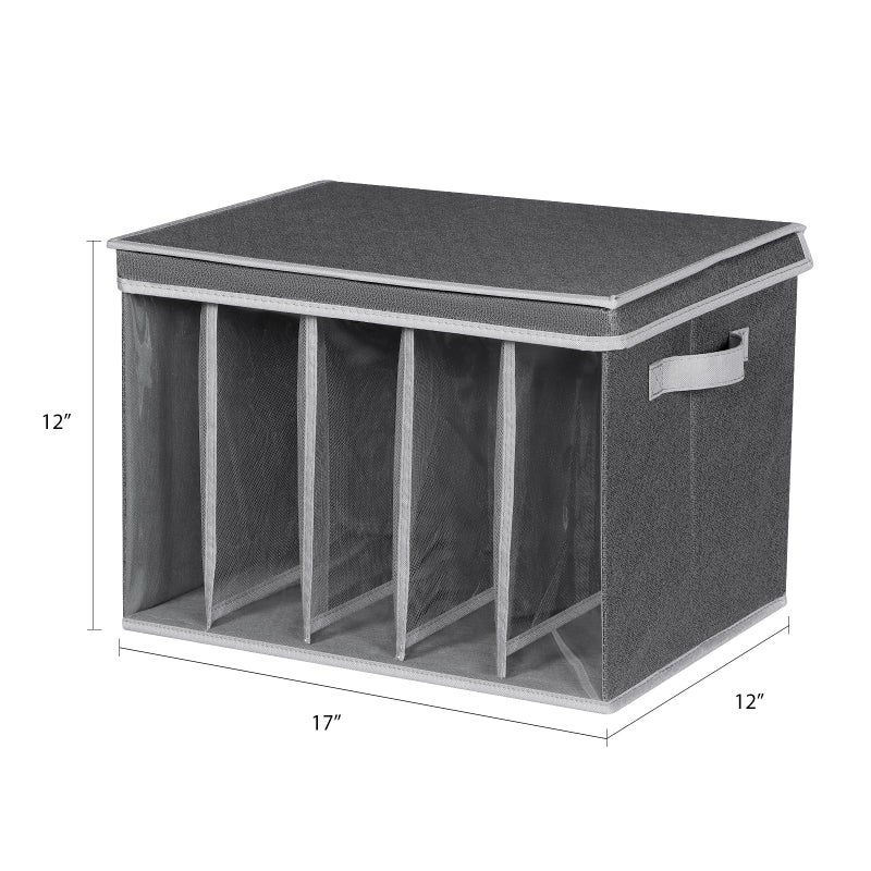 Zilink Upgraded Sweater Organizer for Shelf with Lids and Support Boards Clothes Organizer for Closet with 5 Grids Divider Sweater Storage Bins for Sweaters, Jeans, Pants, Black Pattern, 3 Pack - Image 2