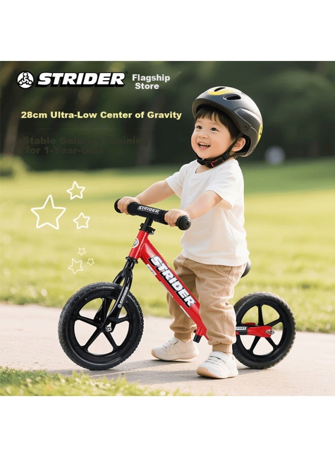 Strider Kids Balance Bike For Ages 1-5, 12-inch Sport Racing Bicycle, Gray - Image 1