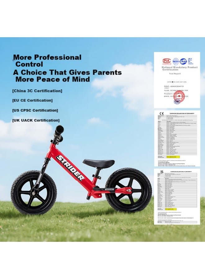 Strider Kids Balance Bike For Ages 1-5, 12-inch Sport Racing Bicycle, Gray - Image 5
