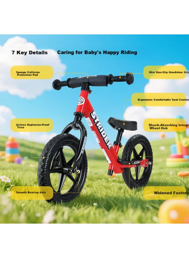 Strider Kids Balance Bike For Ages 1-5, 12-inch Sport Racing Bicycle, Gray - Image 4