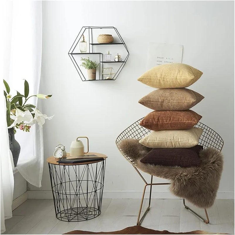 Guffaw / Corduroy/Stripped/Luxury Cushion Covers Standard Size 16"X16" Inches (Light Brown, 2), 340 TC - Image 2