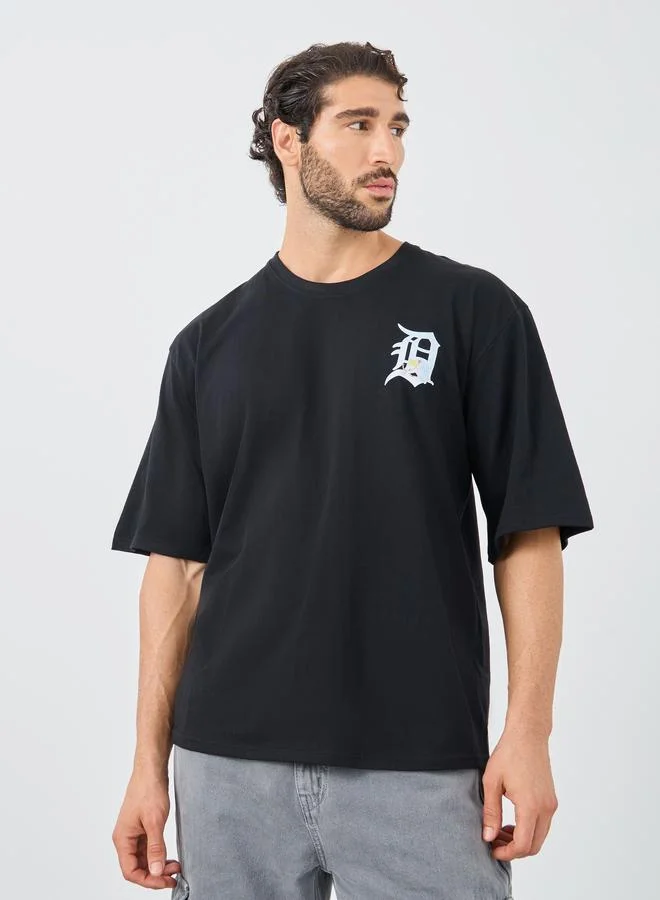 Styli Slogan Print Round Neck Oversized T-Shirt