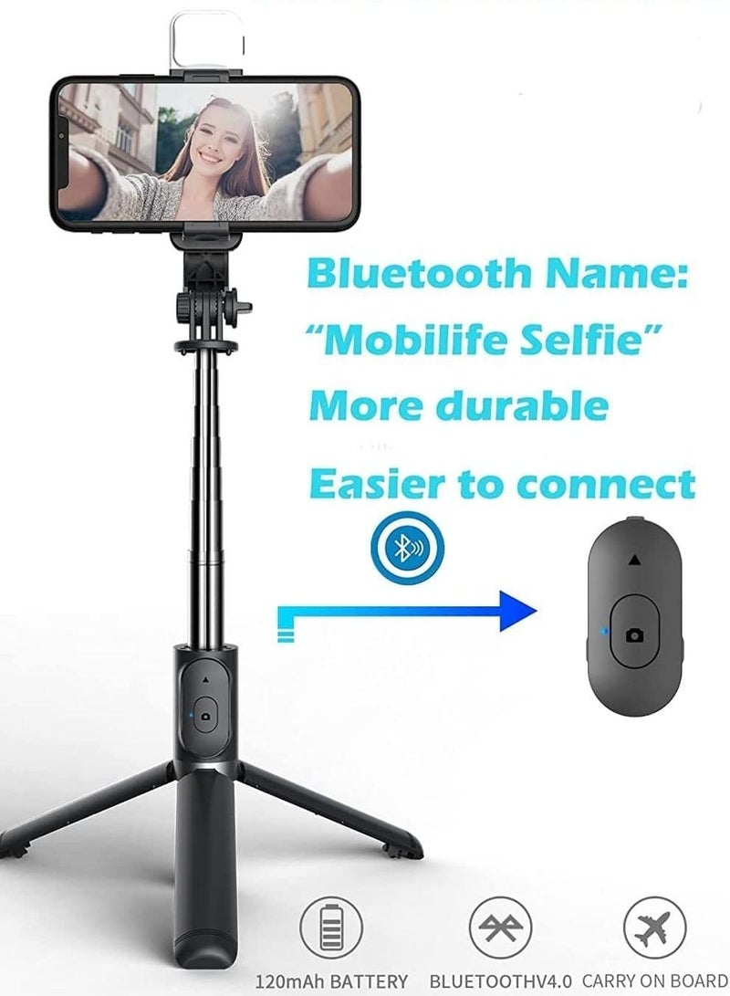 ELTRAZONE Selfie Stick with Light Long Selfie Stick with Tripod Stand 100cm Plus Bluetooth Mobile Selfie Stick for Mobile Phone, Makeup Vlogging Youtube - Image 5
