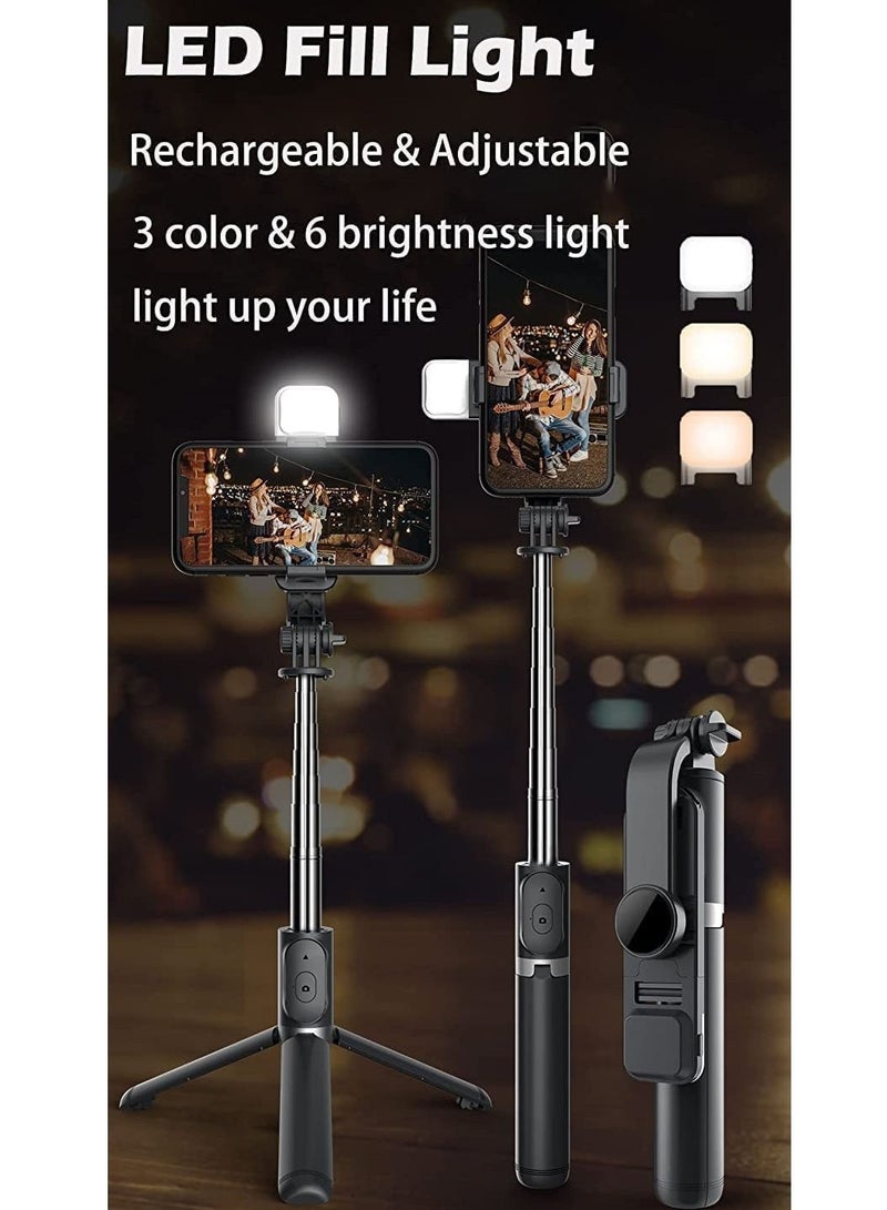 ELTRAZONE Selfie Stick with Light Long Selfie Stick with Tripod Stand 100cm Plus Bluetooth Mobile Selfie Stick for Mobile Phone, Makeup Vlogging Youtube - Image 3