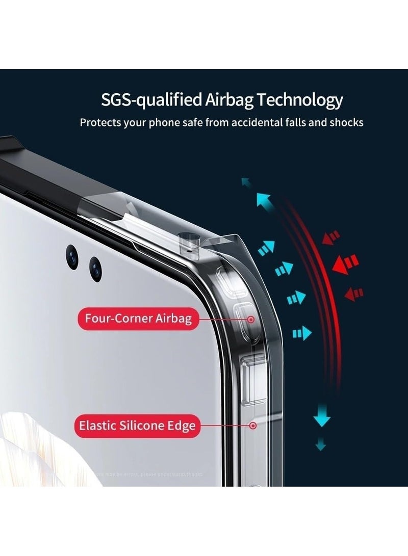 حافظة مغناطيسية متوافقة مع Huawei Pura 70 Ultra، 【حماية بوسادة هوائية】 ظهر PC شفاف إطار TPU لين صدمة حماية الغطاء الداعم للشحن اللاسلكي. - Image 2