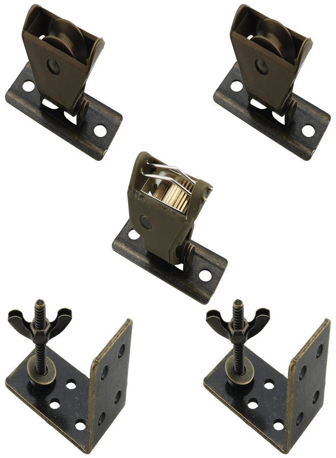 WHYHKJ 1SET Roman Shades, Window Treatment Hardware, Bamboo Roller Blind Accessory Lifter, Cord Idler Pulley Swivel Bracket for Woven Wood Shades and Bamboo Blinds (1 Lock, 2 Pulleys, 2 Mounts) - Image 1